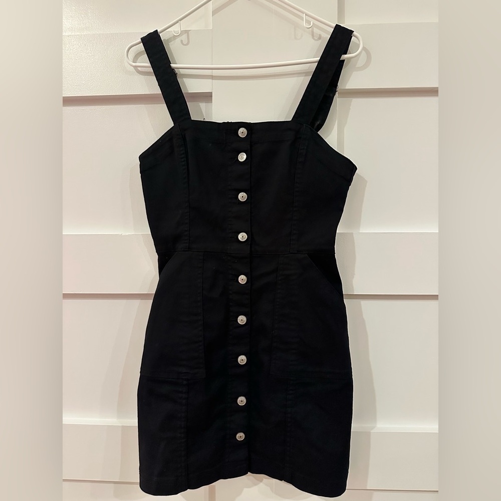 Black Button-Front Mini Dress